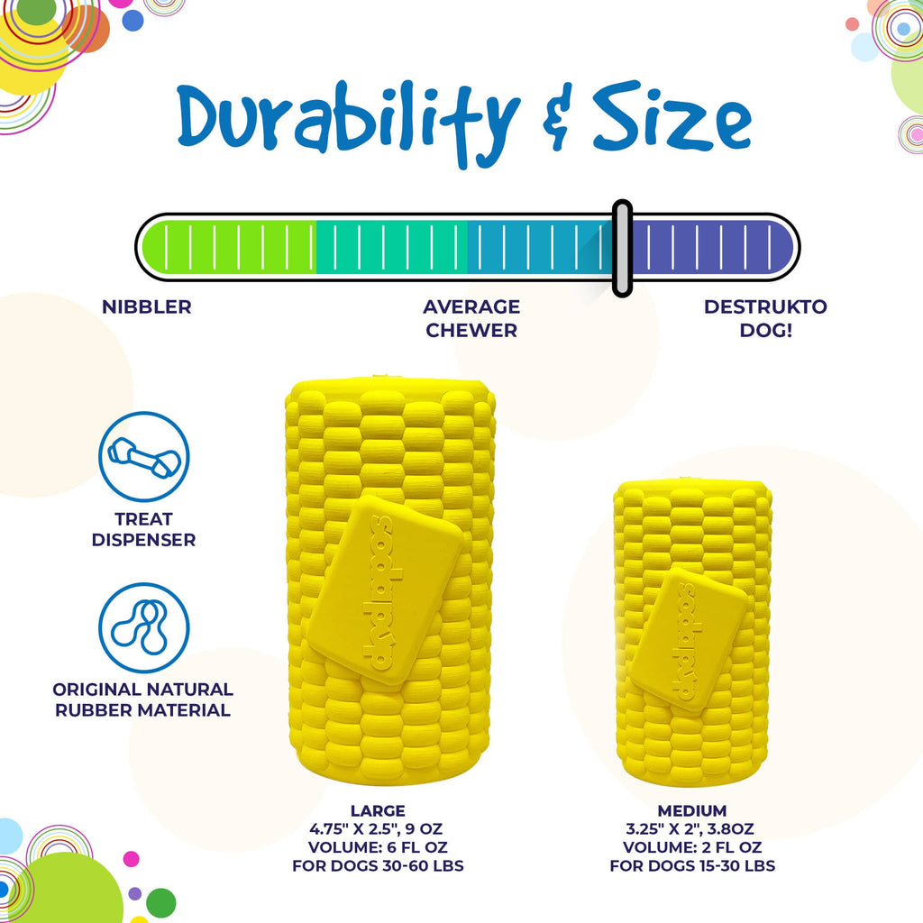 SodaPup Corn on the Cob Treat Dispenser Toy (USA Made)